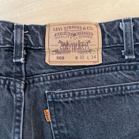 Vintage Levis 505 Shorts Women's 31 Black 80s Denim Made in USA Jorts Summer - Picture 8 of 9